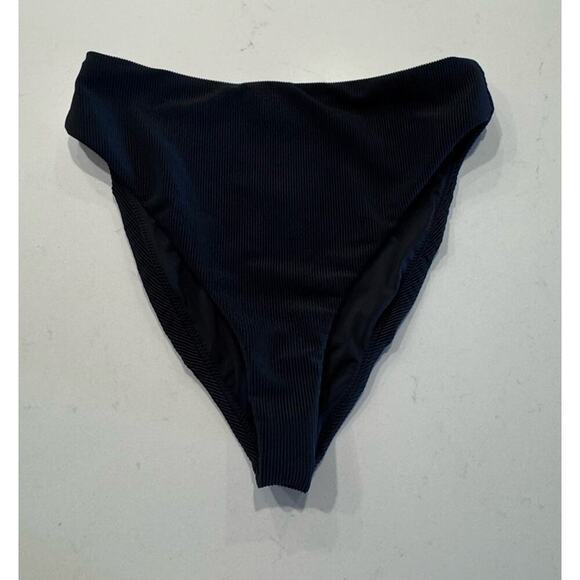 Good American Rib Good Waist Bikini Bottom Women’s Size 1 High Waist Black Sexy - Picture 1 of 4